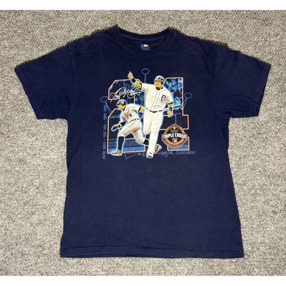 Majestic Detroit Tigers Miguel Cabrera Triple Crown 2012 T-Shirt Mens Size Large